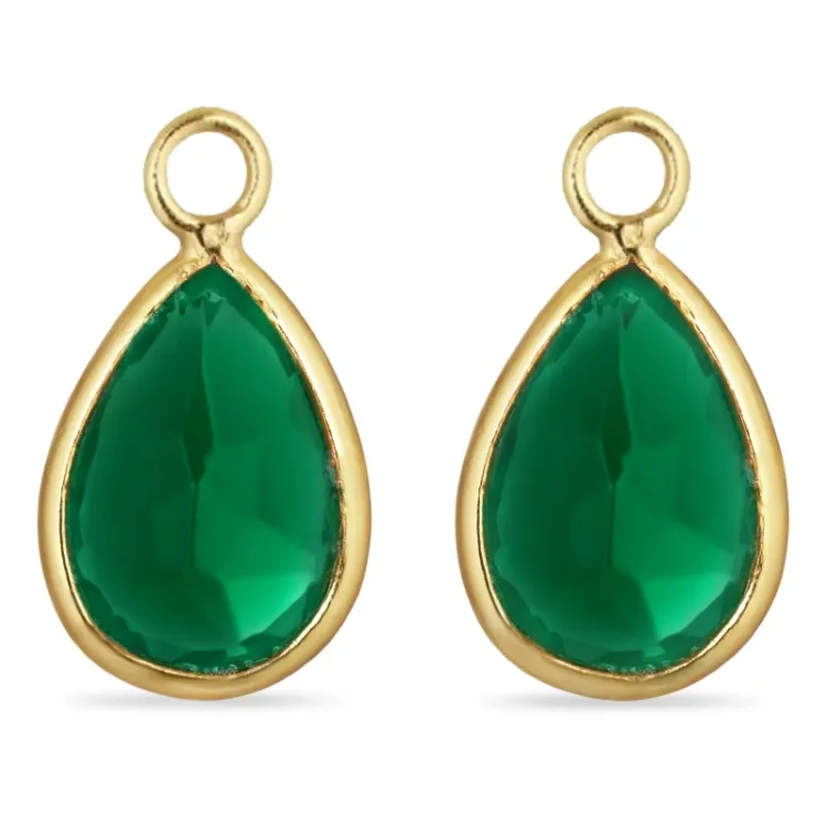 druppel groen onyx hangers voor oorbellen in verguld zilver - Mix & Match