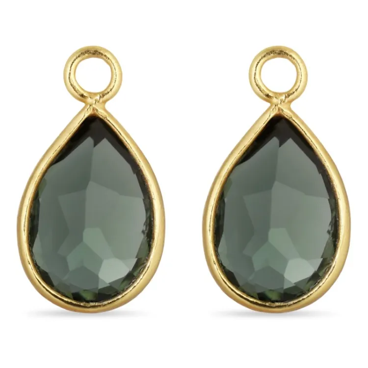 druppel groen kristal hangers voor oorbellen in verguld zilver - Mix & Match