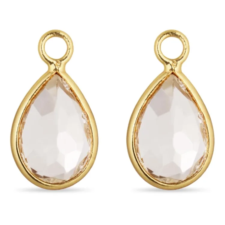 witte kristal hangers voor oorbellen in verguld zilver - Mix & Match