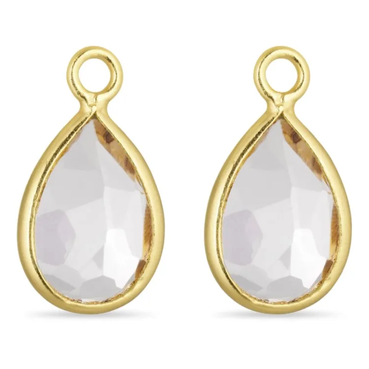 druppel heldere kwarts hangers voor oorbellen in verguld zilver - Mix & Match