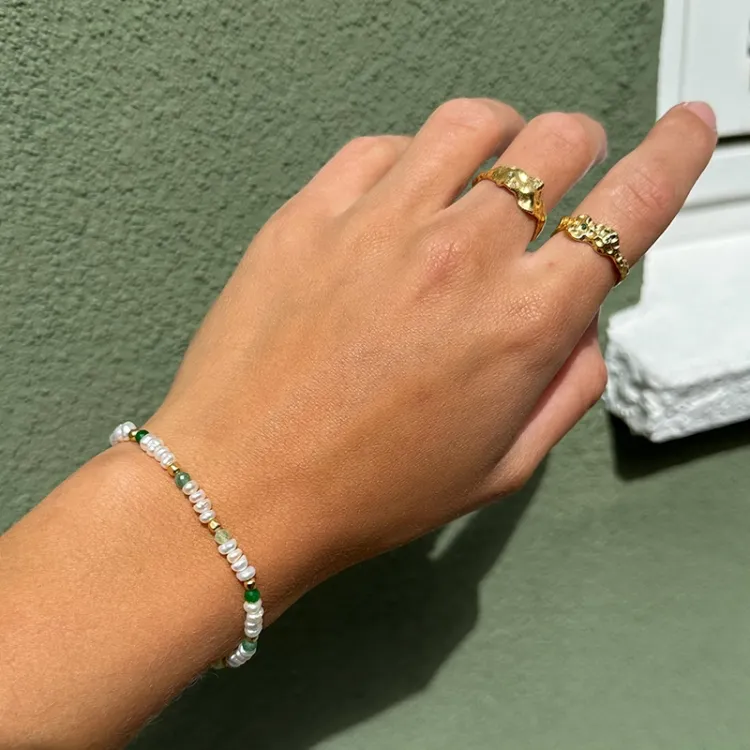 steen armband in verguld sterlingzilver  x   - Loom Stones