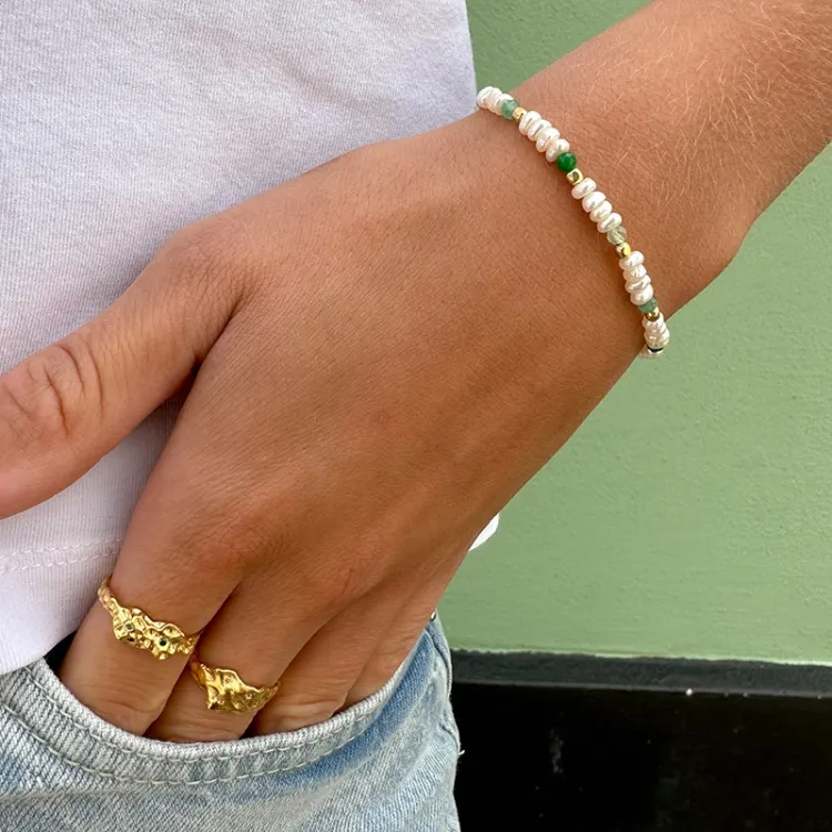 steen armband in verguld sterlingzilver  x   - Loom Stones