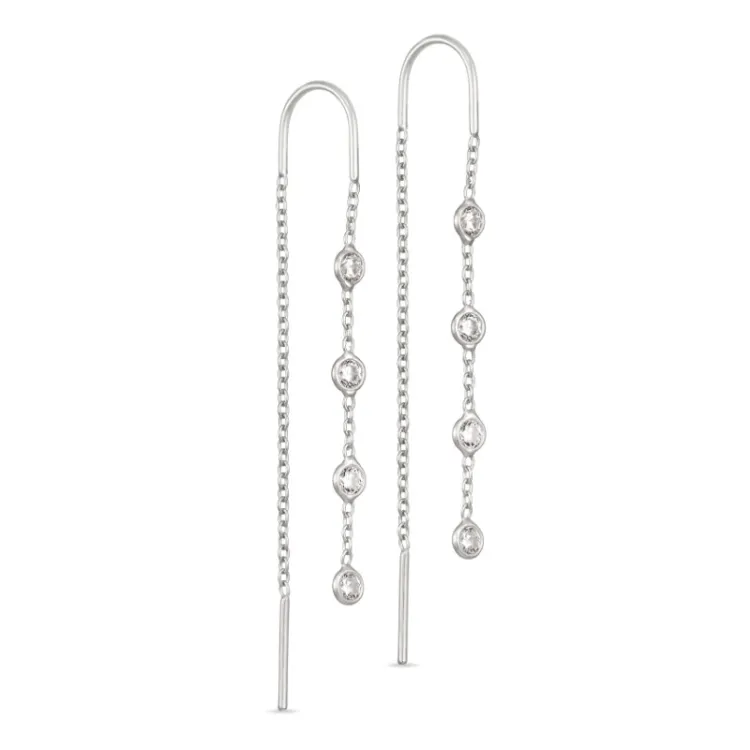 witte zirkoon ketting oorbellen in zilver