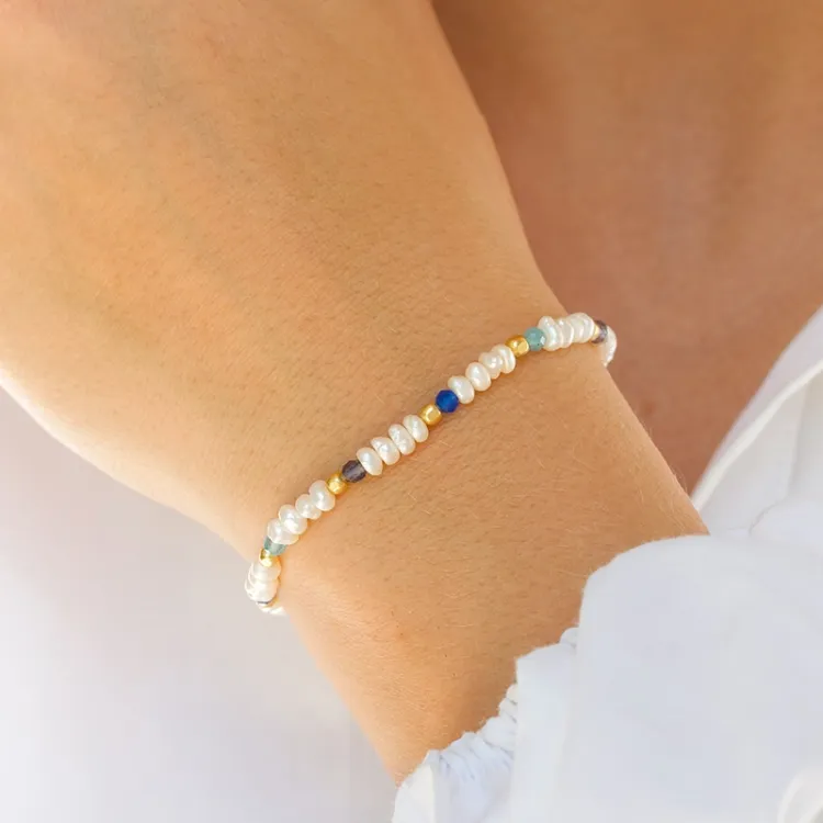 steen armband in verguld sterlingzilver  x   - Loom Stones