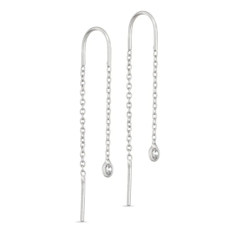 witte zirkoon ketting oorbellen in zilver