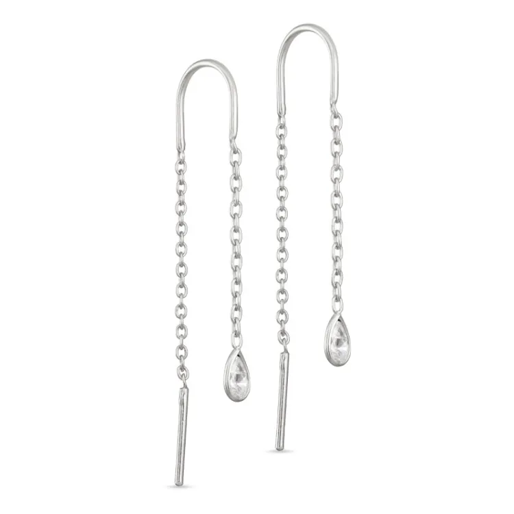 witte zirkoon ketting oorbellen in zilver