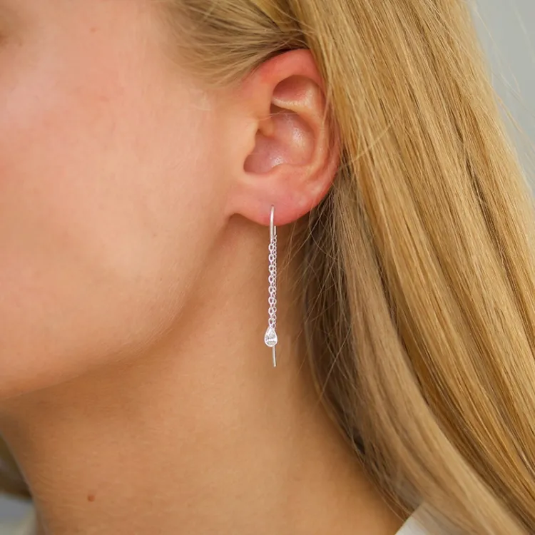 witte zirkoon ketting oorbellen in zilver