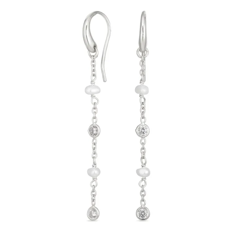 witte zirkoon ketting oorbellen in zilver