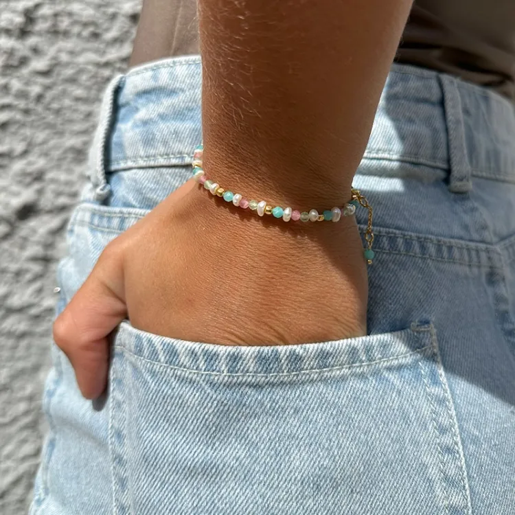 steen armband in verguld sterlingzilver  x   - Loom Stones