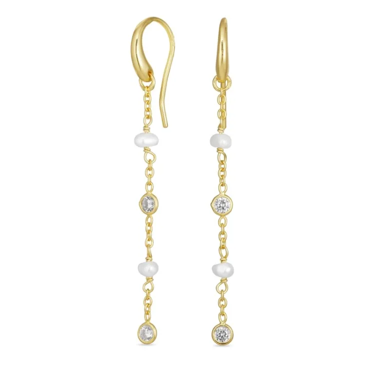 witte zirkoon ketting oorbellen in verguld sterlingzilver