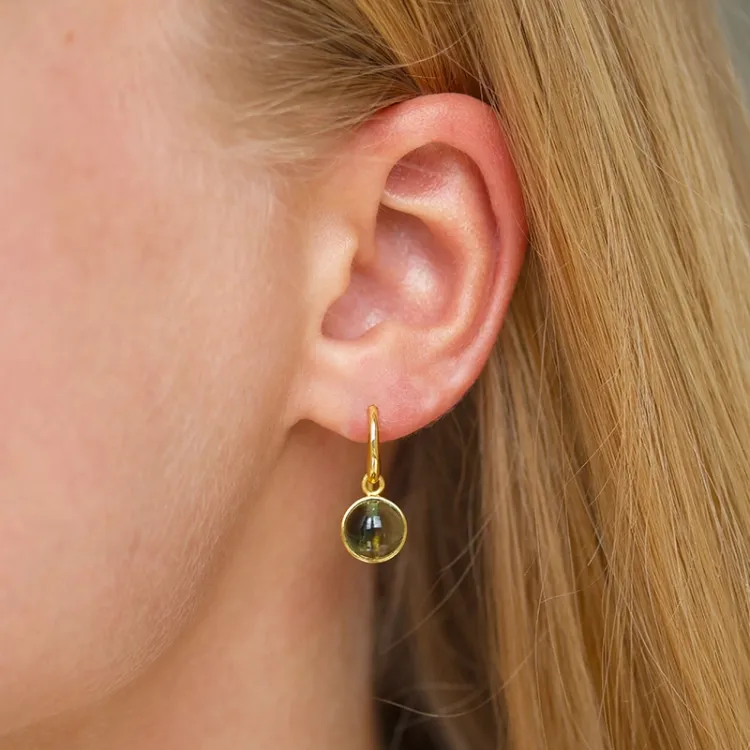 rond groen kristal oorbellen in verguld zilver - Loom Stones
