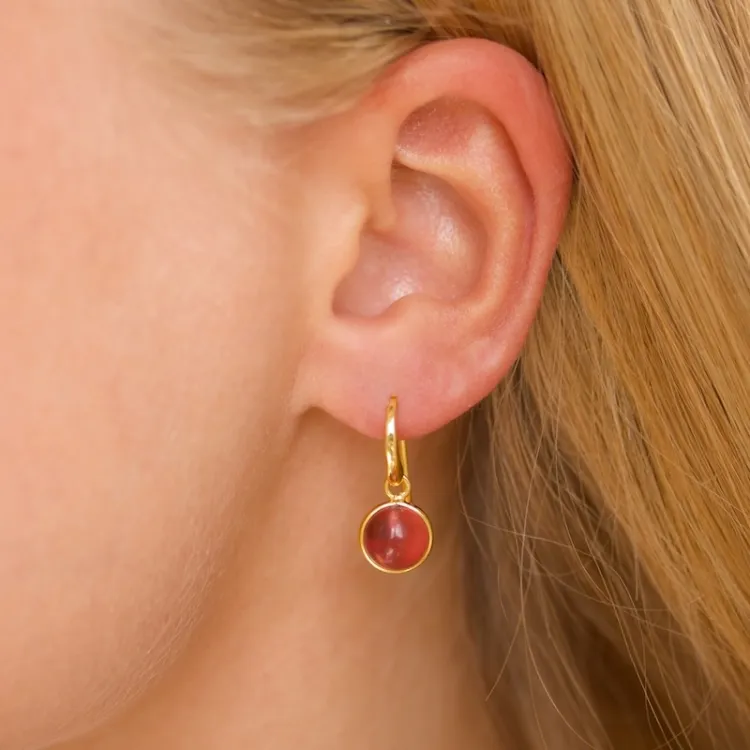 rond pink kristal oorbellen in verguld zilver - Loom Stones