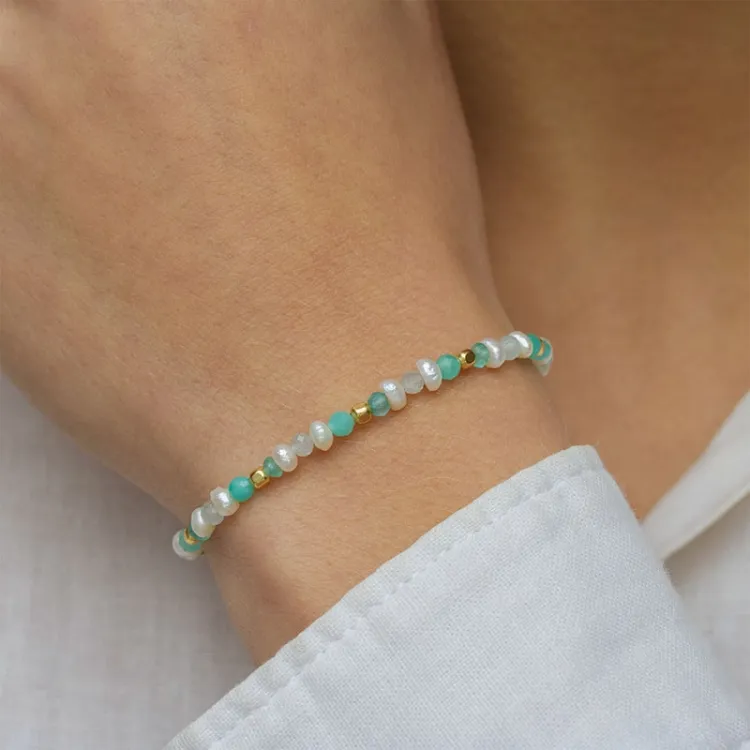steen armband in verguld sterlingzilver  x   - Loom Stones