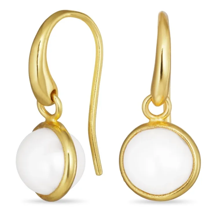 rond parel oorbellen in verguld zilver - Loom Stones