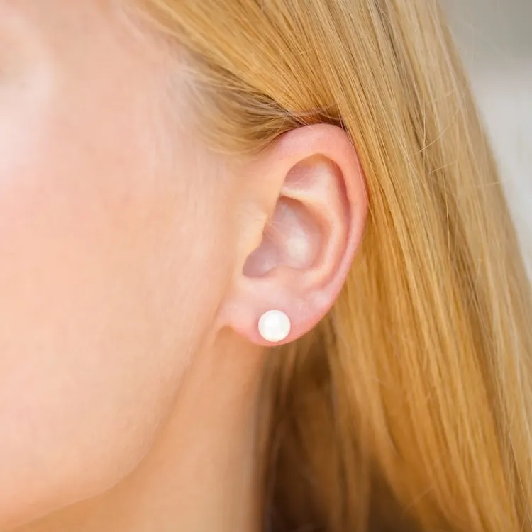 7 mm parel oorsteker in verguld sterlingzilver