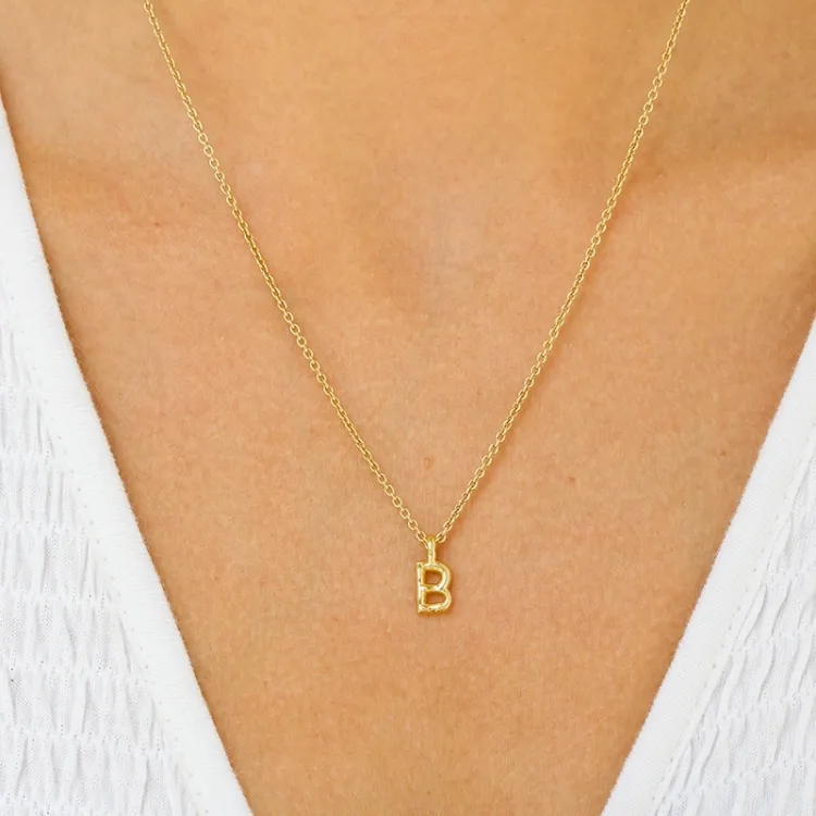 letter b hanger met ketting in verguld sterlingzilver - My Letter