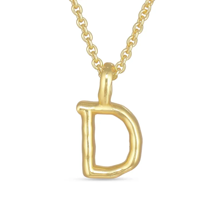 letter d hanger met ketting in verguld sterlingzilver - My Letter