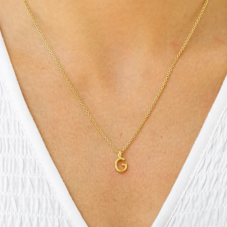 letter g hanger met ketting in verguld sterlingzilver - My Letter