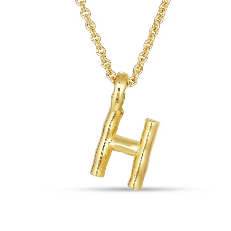 letter h hanger met ketting in verguld sterlingzilver - My Letter