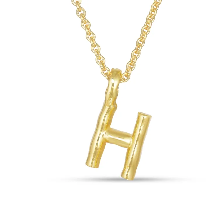 letter h hanger met ketting in verguld sterlingzilver - My Letter