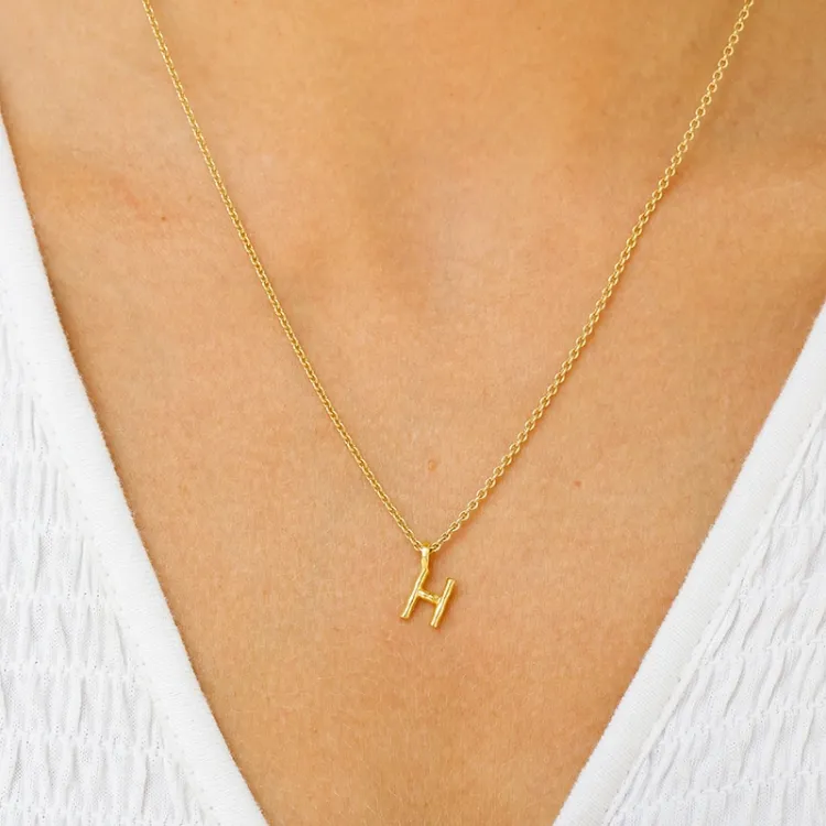 letter h hanger met ketting in verguld sterlingzilver - My Letter