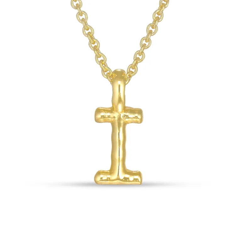 letter i hanger met ketting in verguld sterlingzilver - My Letter