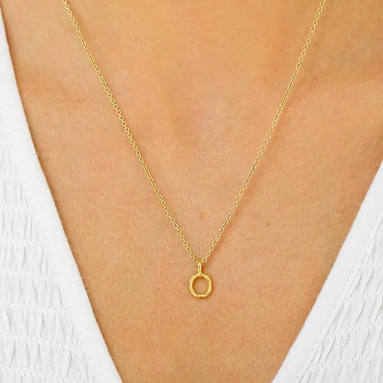 letter o hanger met ketting in verguld sterlingzilver - My Letter