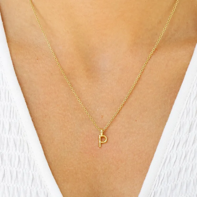 letter p hanger met ketting in verguld sterlingzilver - My Letter