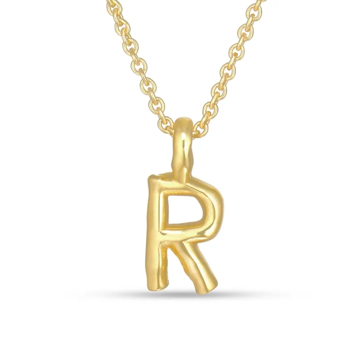 letter r hanger met ketting in verguld sterlingzilver - My Letter