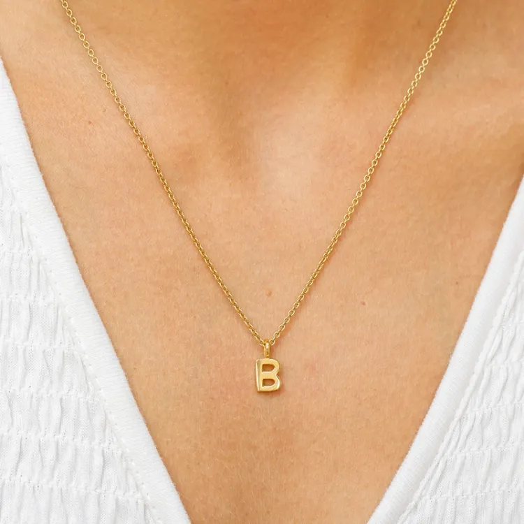 letter b hanger met ketting in verguld sterlingzilver - My Letter
