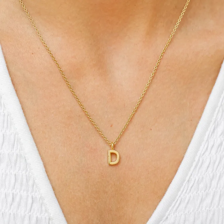 letter d hanger met ketting in verguld sterlingzilver - My Letter