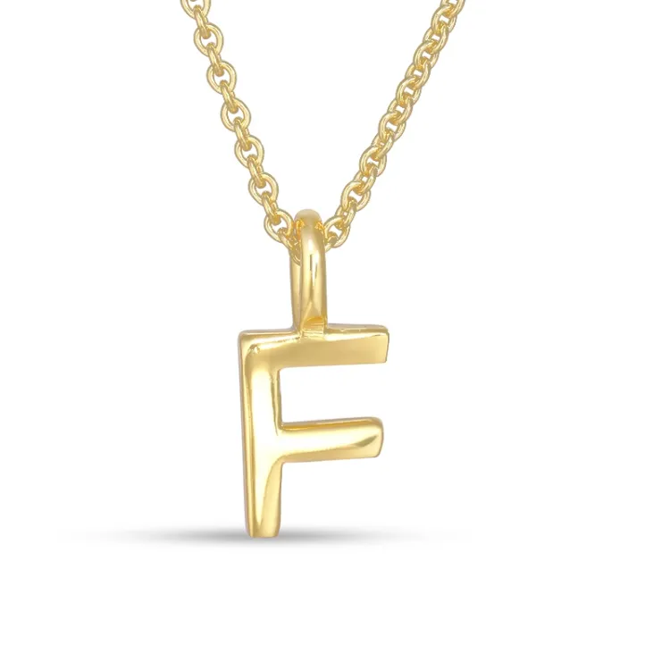 letter f hanger met ketting in verguld sterlingzilver - My Letter