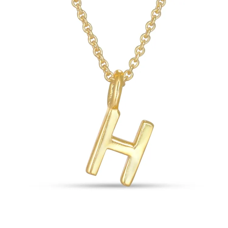 letter h hanger met ketting in verguld sterlingzilver - My Letter