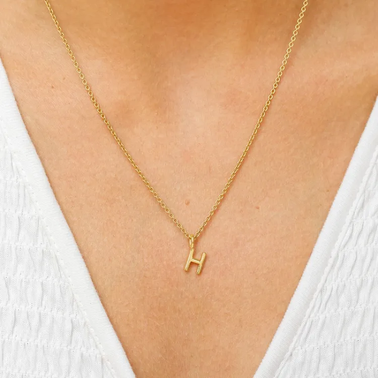 letter h hanger met ketting in verguld sterlingzilver - My Letter