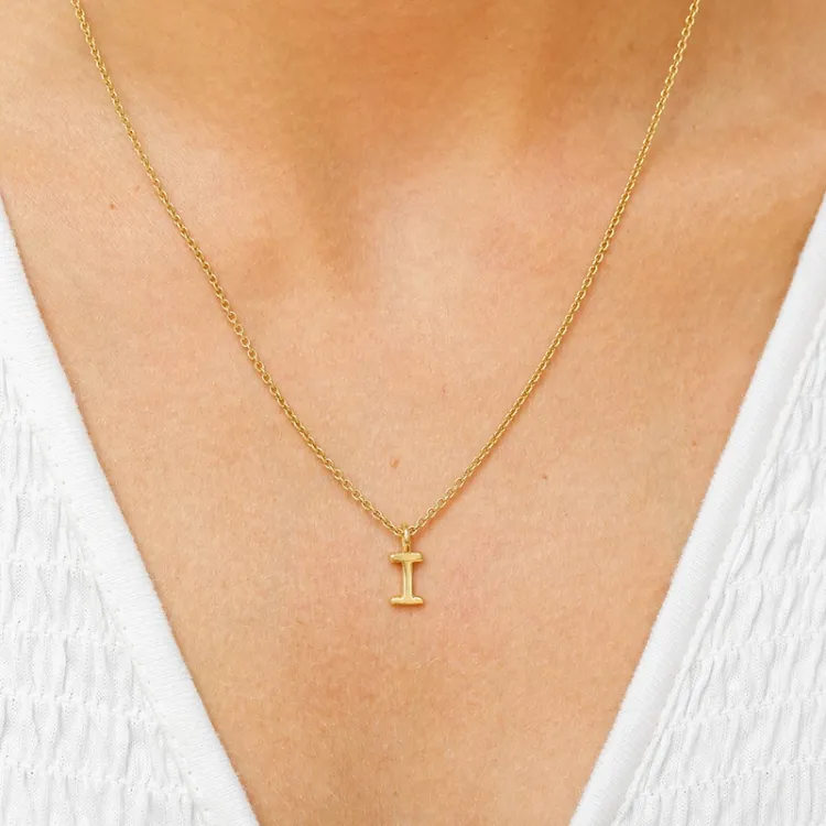 letter i hanger met ketting in verguld sterlingzilver - My Letter