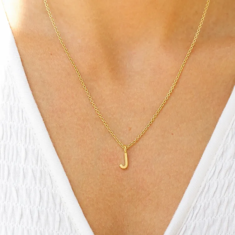 letter j hanger met ketting in verguld sterlingzilver - My Letter