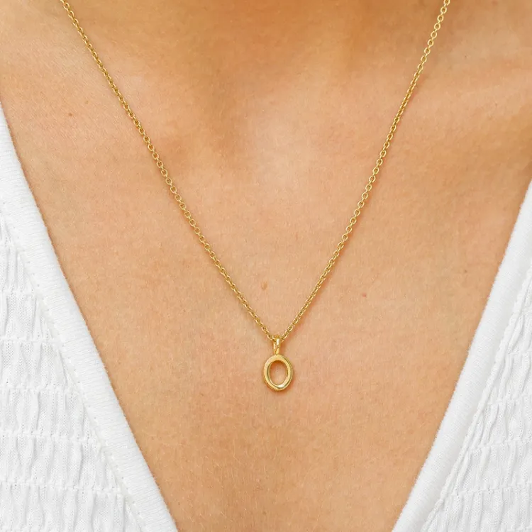 letter o hanger met ketting in verguld sterlingzilver - My Letter