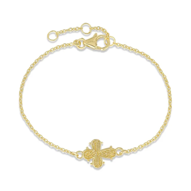 12 x 10,5 mm dagmarkruis armband in verguld sterlingzilver - Amoré