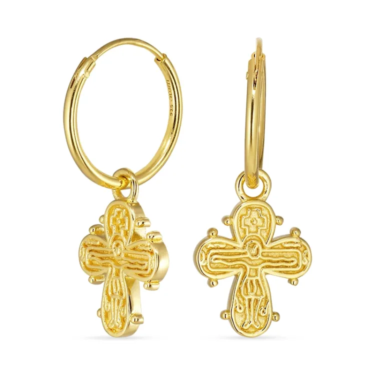 12 mm dagmarkruis creool in verguld zilver - Amoré