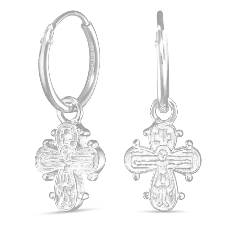 12,5 mm dagmarkruis creool in zilver - Amoré