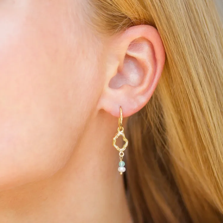 blaume jadesteen oorbellen in verguld zilver - Loom Stones