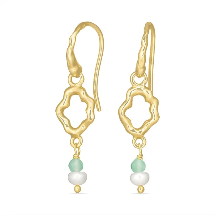 blaume jadesteen oorbellen in verguld zilver - Loom Stones