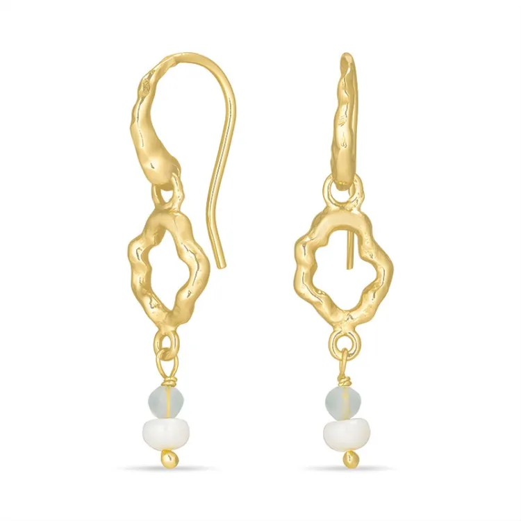 prehnite oorbellen in verguld zilver - Loom Stones