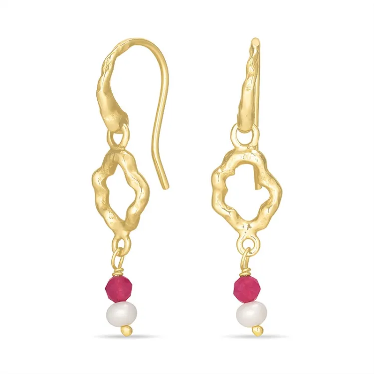 jadesteen oorbellen in verguld sterlingzilver - Loom Stones