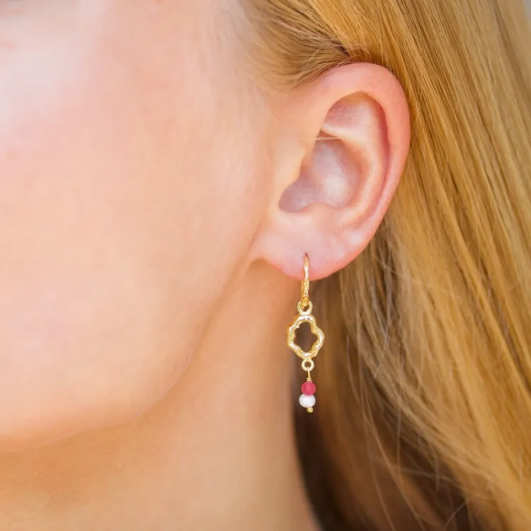 jadesteen oorbellen in verguld sterlingzilver - Loom Stones