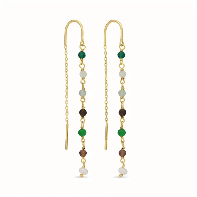 groen ketting oorbellen in verguld sterlingzilver - Loom Stones