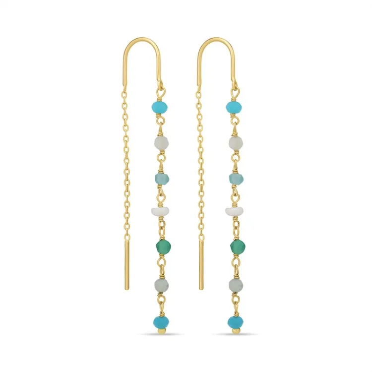 groen ketting oorbellen in verguld zilver - Loom Stones