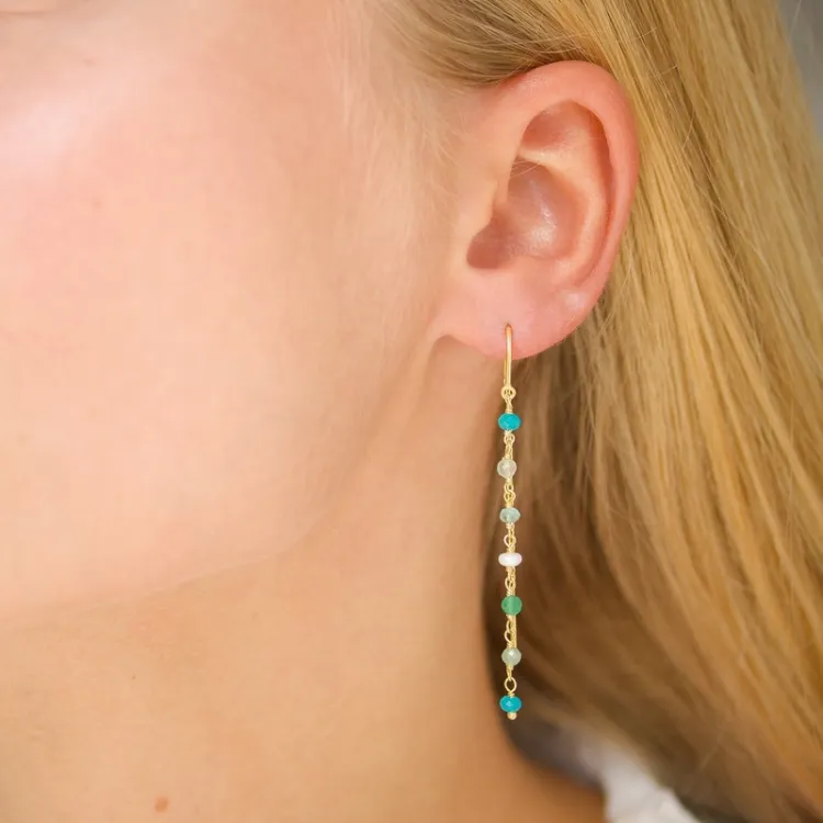 groen ketting oorbellen in verguld zilver - Loom Stones