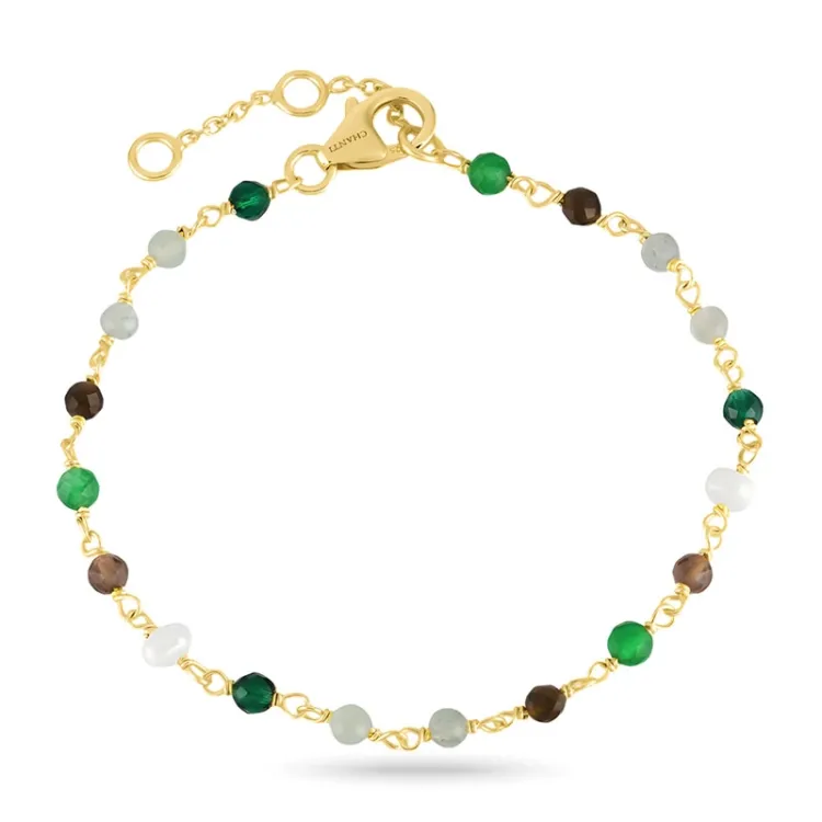 groen armband in verguld sterlingzilver - Loom Stones