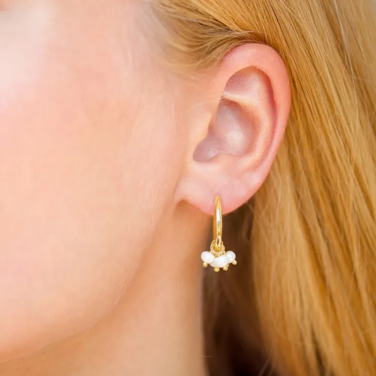 17 mm parel creool in verguld zilver